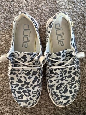 Hey Dude Leopard-Print Slip-On Sneakers in Black and White Print